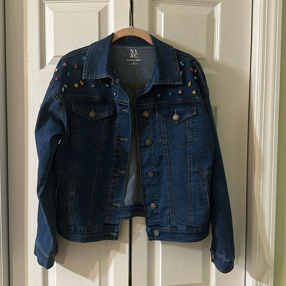 NY&C NEW YORK & COMPANY Gem studded denim jacket
